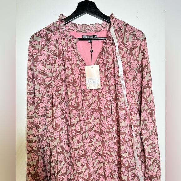 NWT Missguided Tie Neck Double Layered Smock Dress Floral - Picture 8 of 13